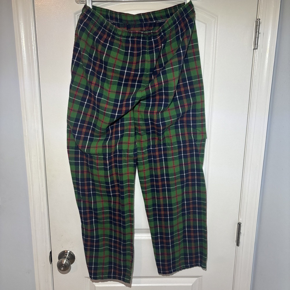 Vintage LL Bean Mens Large Plaid Flannel Belted Robe Pocket & Pants Combo Read - Picture 6 of 7